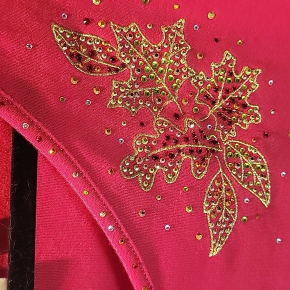 Quacker Factory Christmas Holly Leaves 3/4 Sleeve Size 3X - Picture 3 of 6